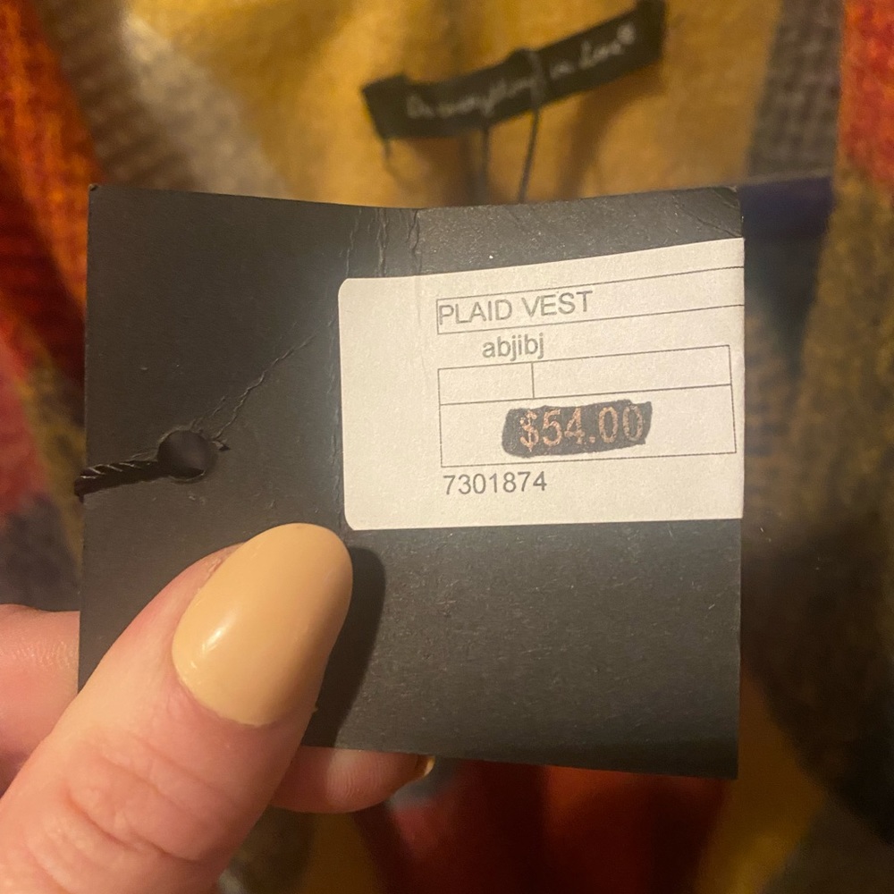 Do everything in love cozy plaid vest cardigan fall colors. - Picture 6 of 7